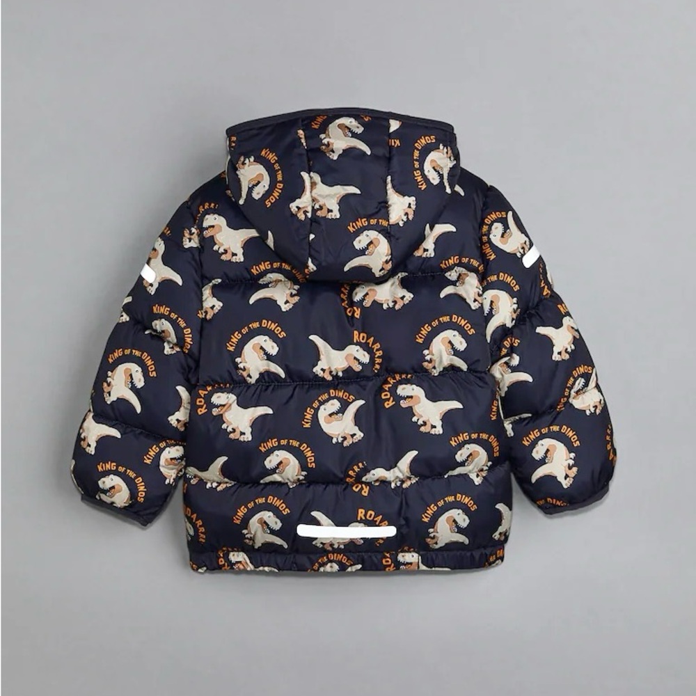🌸H&M Kids Water - Repellent Jacket Dark Blue Dinosaurs US 7